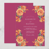 Invitation Mariage d'été ensorcelant magenta (Devant / Derrière)