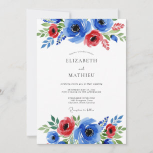 Invitation Mariage d'été époustouflant bleu cobalt