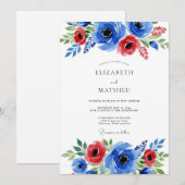 Invitation Mariage d'été époustouflant bleu cobalt (Devant / Derrière)