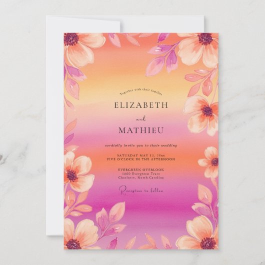 Invitation Mariage d'été époustouflant magenta (Devant)