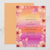 Invitation Mariage d'été époustouflant magenta (Devant / Derrière)