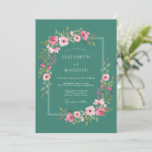 Invitation Mariage d'été éthéré sarcelle (Debout devant)