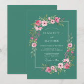 Invitation Mariage d'été éthéré sarcelle (Devant / Derrière)