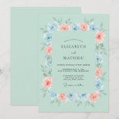 Invitation Mariage d'été éthéré vert menthe (Devant / Derrière)