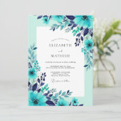 Invitation Mariage d'été étincelant sarcelle (Debout devant)