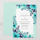 Invitation Mariage d'été étincelant sarcelle (Devant / Derrière)