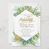 Invitation Mariage d'été Feuille Tropical Palm (Devant)