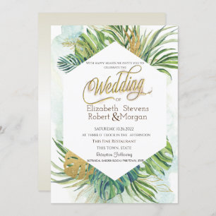 Invitation Mariage d'été Feuille Tropical Palm