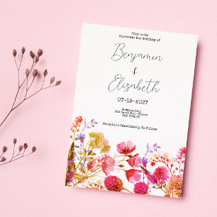 Invitation Mariage d'été fleur sauvage orange rose jaune