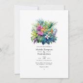 Invitation Mariage d'été floral avec feuillage de plage (Devant)