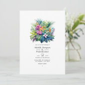 Invitation Mariage d'été floral avec feuillage de plage (Debout devant)