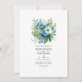 Invitation Mariage d'été Floral bleu et vert (Devant)