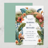 Invitation Mariage d'été floral exotique avec arche de jungle (Devant / Derrière)