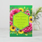 Invitation Mariage d'été floral vert vibrant (Debout devant)
