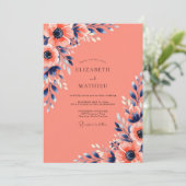 Invitation Mariage d'été frappant de corail (Debout devant)