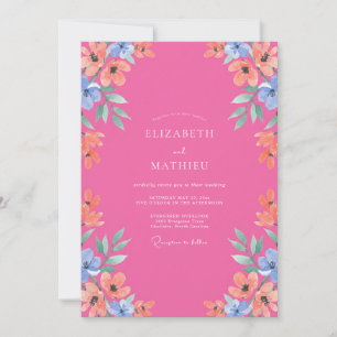 Invitation Mariage d'été fuchsia jovial