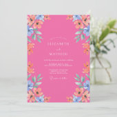 Invitation Mariage d'été fuchsia jovial (Debout devant)