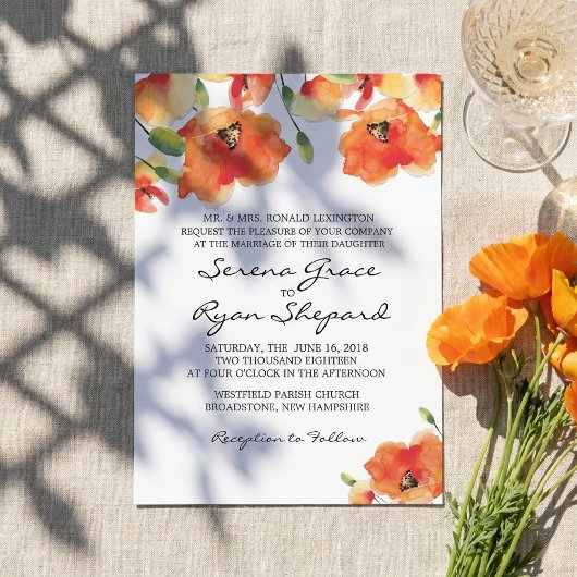 Invitation Mariage d'été Golden Poppy