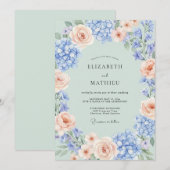 Invitation Mariage d'été gracieux vert menthe (Devant / Derrière)