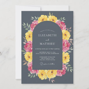 Invitation Mariage d'été gris charbon audacieux