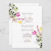 Invitation Mariage d'été joli Fleurs Style romantique (Devant / Derrière)