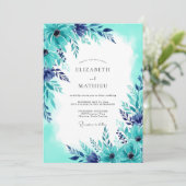 Invitation Mariage d'été lumineux sarcelle (Debout devant)