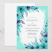 Invitation Mariage d'été lumineux sarcelle (Devant / Derrière)