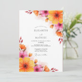 Invitation Mariage d'été luxuriant orange magenta (Debout devant)