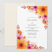 Invitation Mariage d'été luxuriant orange magenta (Devant / Derrière)