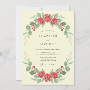 Invitation Mariage d'été luxuriant rose corail