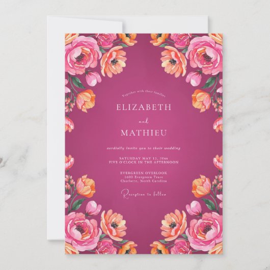 Invitation Mariage d'été magenta brillant (Devant)