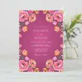 Invitation Mariage d'été magenta brillant (Debout devant)