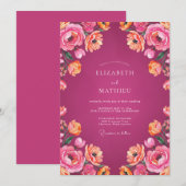 Invitation Mariage d'été magenta brillant (Devant / Derrière)