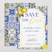 Invitation Mariage d'été méditerranéen au citron - Épargnez l (Devant / Derrière)