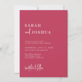 Invitation Mariage d'été moderne simple Magenta Script (Devant)