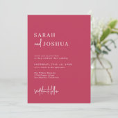 Invitation Mariage d'été moderne simple Magenta Script (Debout devant)