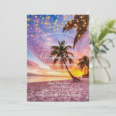 Invitation Mariage d'été moderne Sunset Beach et Stars (Debout devant)