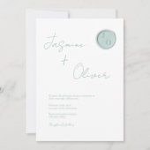 Invitation Mariage d'été monogramme personnalisé sauge vert c (Devant)