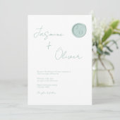 Invitation Mariage d'été monogramme personnalisé sauge vert c (Debout devant)