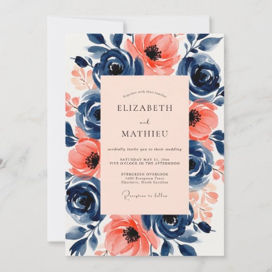 Invitation Mariage d'été naval pêche vif (Devant)
