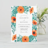 Invitation Mariage d'été Orange Teal Effervescent (Debout devant)