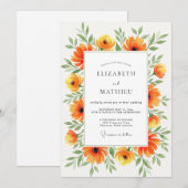 Invitation Mariage d'été orange vif (Devant / Derrière)