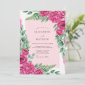 Invitation Mariage d'été orné de fuchsia (Debout devant)