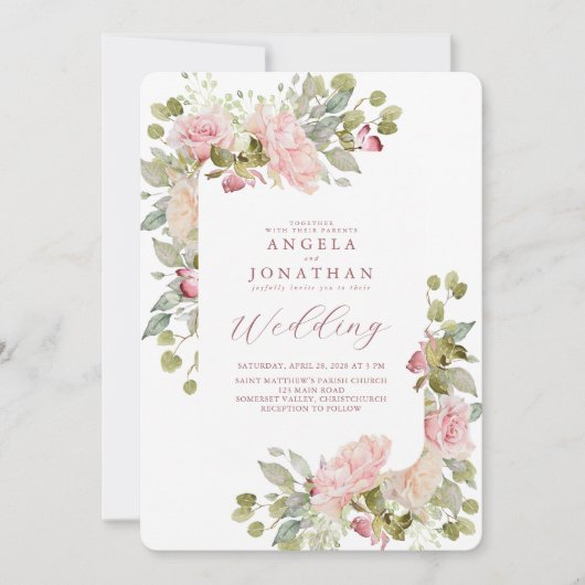 Invitation Mariage d'été Pastel Florals (Devant)