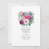 Invitation Mariage d'été Pastel Pink, Sea Green et Merlot (Devant)