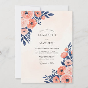 Invitation Mariage d'été peintre naval corail
