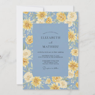 Invitation Mariage d'été poussiéreux bleu rayonnant