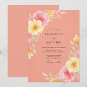 Invitation Mariage d'été radiant corail (Devant / Derrière)