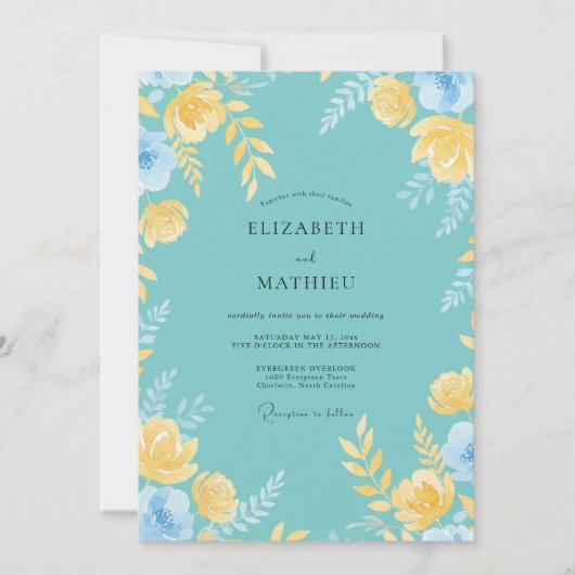 Invitation Mariage d'été radiant turquoise (Devant)