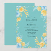 Invitation Mariage d'été radiant turquoise (Devant / Derrière)